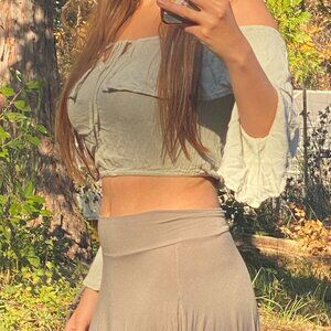 Amuse Society Off Shoulder- Bell Sleeve Crop Top